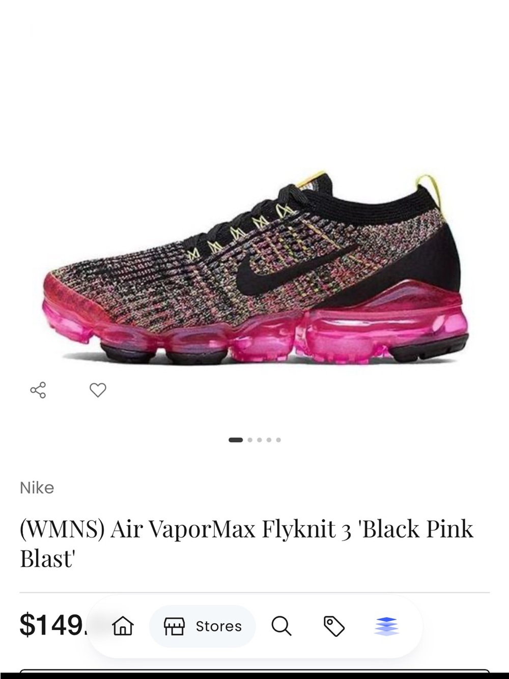 Nike Women's Air VaporMax Flyknit 3 - Black & Hot Pink